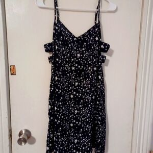 Star print cut out slip dress